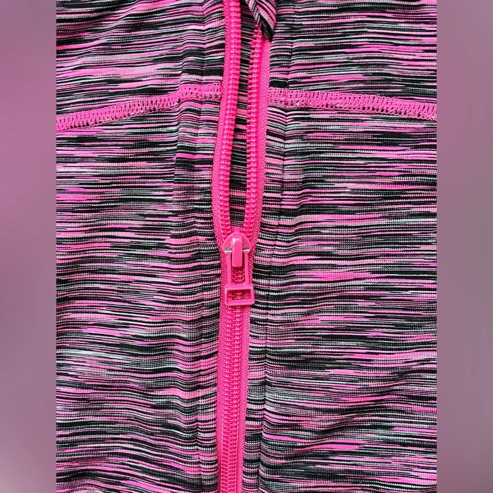 🔥GYMGO  Girls Space Dye Full-Zip Hoodie Pink Black Size S (5-6) Thumbholes 🔥 - Picture 3 of 11